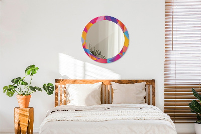 Round mirror printed frame Geometric composition