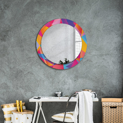 Round mirror printed frame Geometric composition