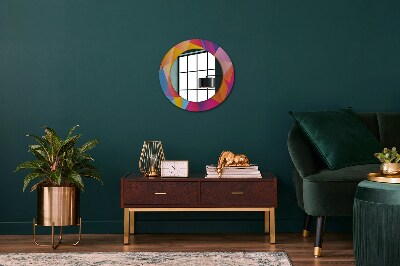 Round mirror printed frame Geometric composition