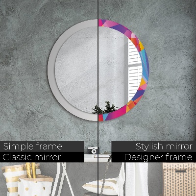 Round mirror printed frame Geometric composition