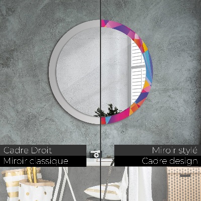 Round mirror printed frame Geometric composition