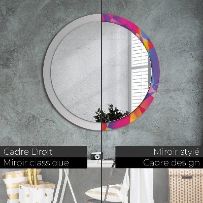 Round mirror printed frame Geometric composition