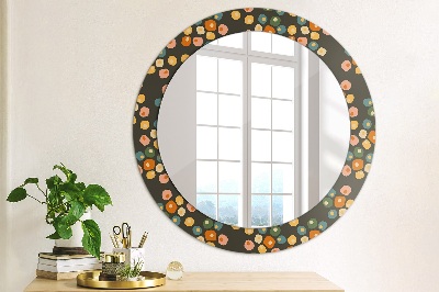 Round mirror printed frame Flower dots