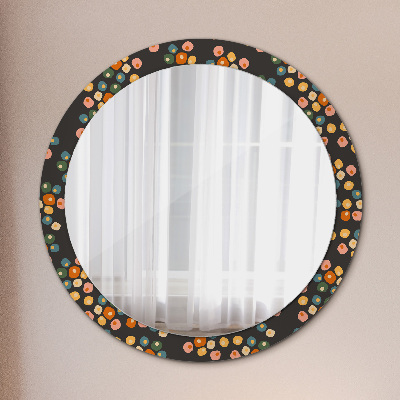Round mirror printed frame Flower dots