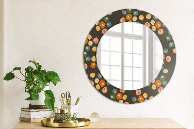Round mirror printed frame Flower dots