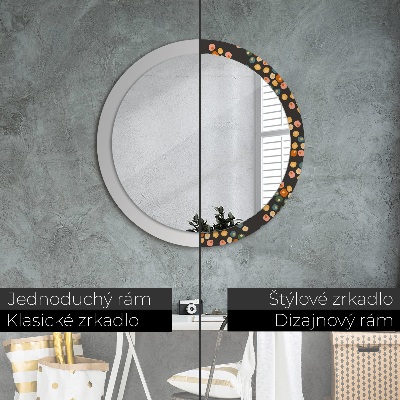 Round mirror printed frame Flower dots