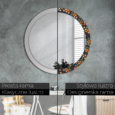 Round mirror printed frame Flower dots