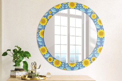 Round mirror decor Geometric sunflowers