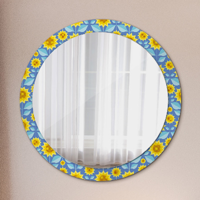 Round mirror decor Geometric sunflowers