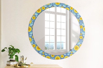 Round mirror decor Geometric sunflowers