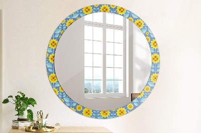 Round mirror decor Geometric sunflowers