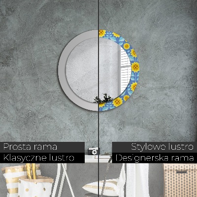 Round mirror decor Geometric sunflowers