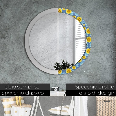 Round mirror decor Geometric sunflowers