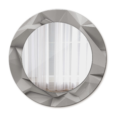 Round mirror printed frame Abstract white crystal