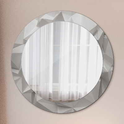 Round mirror printed frame Abstract white crystal