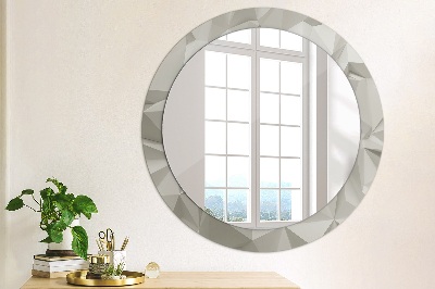 Round mirror printed frame Abstract white crystal