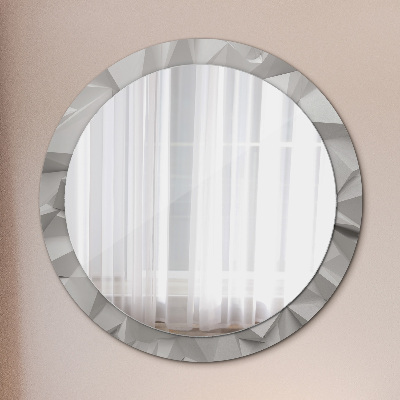 Round mirror printed frame Abstract white crystal