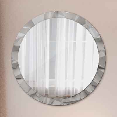 Round mirror printed frame Abstract white crystal