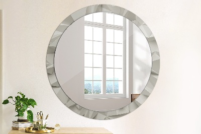 Round mirror printed frame Abstract white crystal