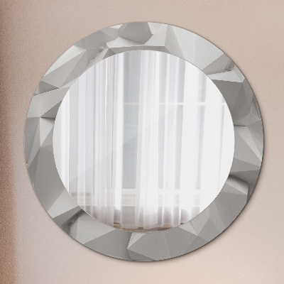 Round mirror printed frame Abstract white crystal