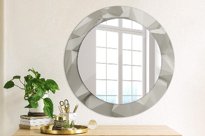 Round mirror printed frame Abstract white crystal