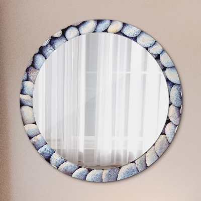 Round mirror printed frame Sea stones circle