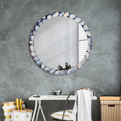 Round mirror printed frame Sea stones circle