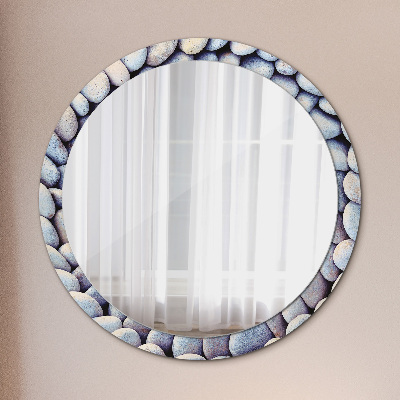 Round mirror printed frame Sea stones circle