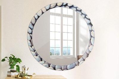 Round mirror printed frame Sea stones circle