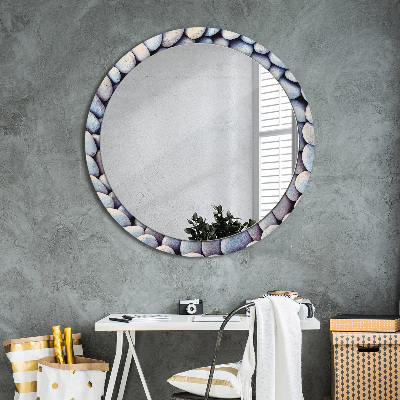 Round mirror printed frame Sea stones circle