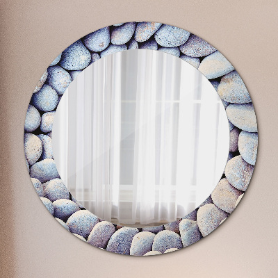 Round mirror printed frame Sea stones circle