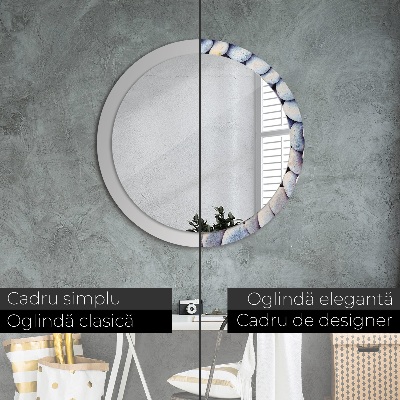 Round mirror printed frame Sea stones circle