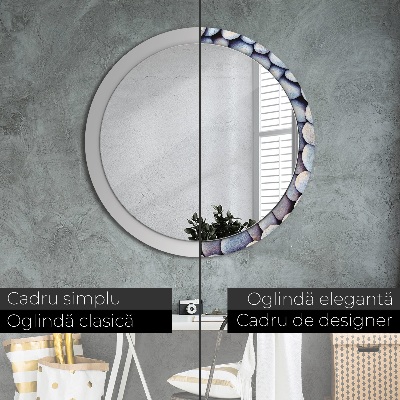 Round mirror printed frame Sea stones circle