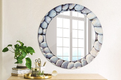 Round mirror printed frame Sea stones circle