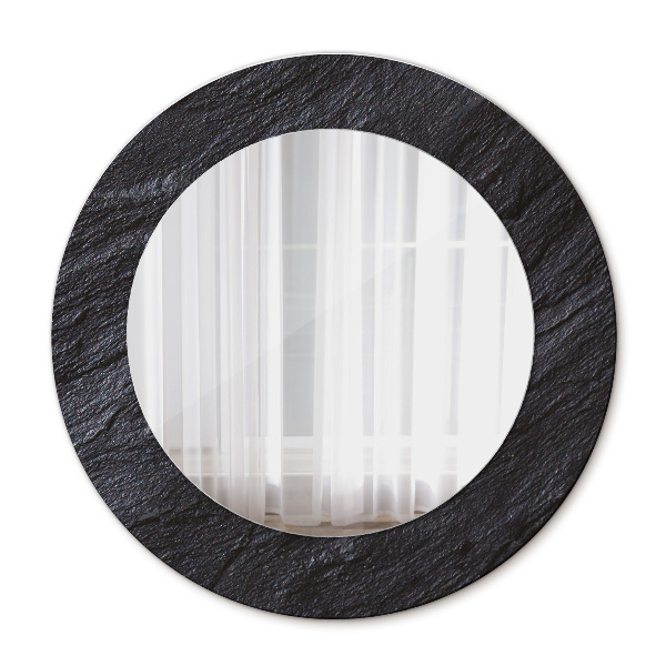 Round mirror printed frame Black stone