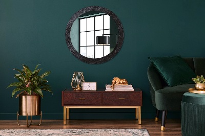 Round mirror printed frame Black stone