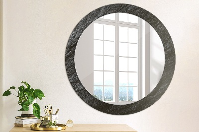 Round mirror printed frame Black stone