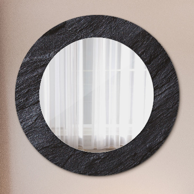 Round mirror printed frame Black stone