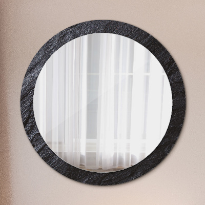 Round mirror printed frame Black stone