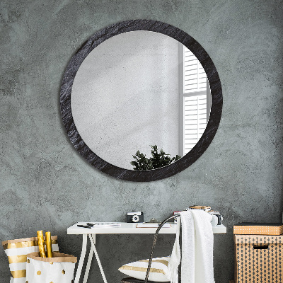 Round mirror printed frame Black stone