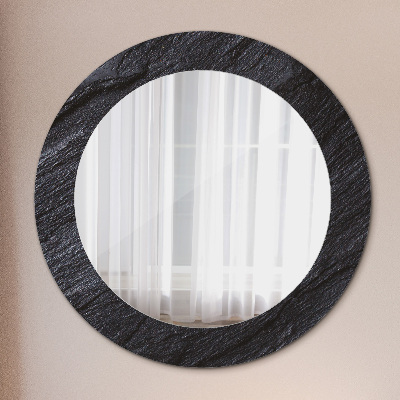 Round mirror printed frame Black stone