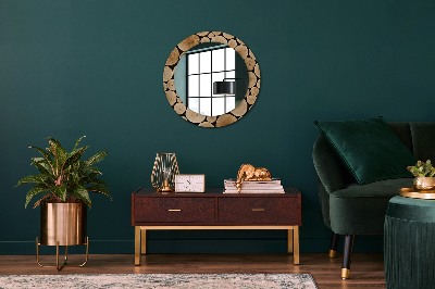 Round decorative wall mirror Wood logs