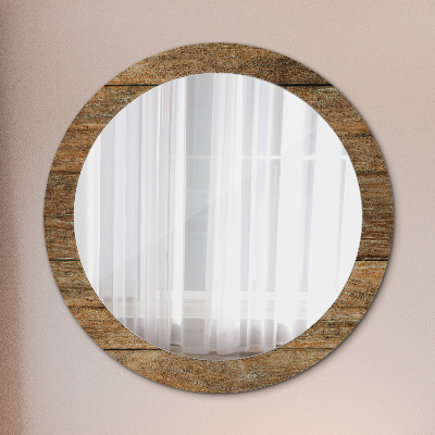 Round mirror decor Old wood