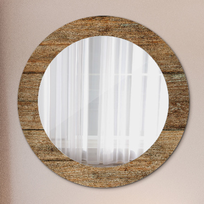 Round mirror decor Old wood