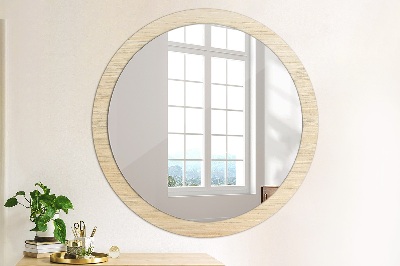 Round mirror decor Light wood
