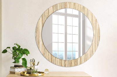 Round mirror printed frame Bamboo straw