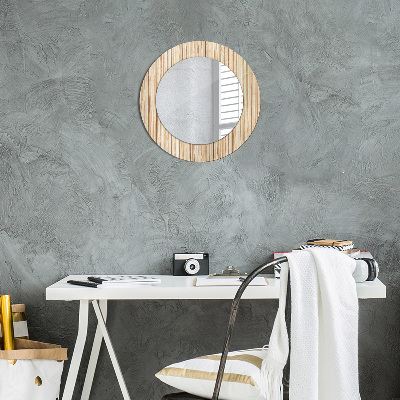 Round mirror printed frame Bamboo straw