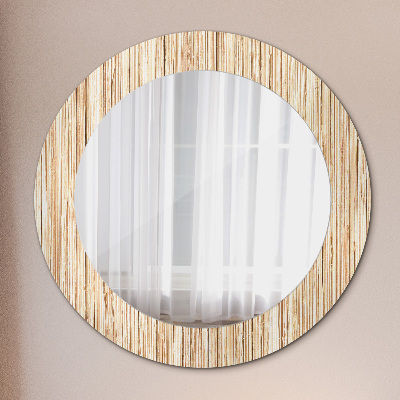 Round mirror printed frame Bamboo straw