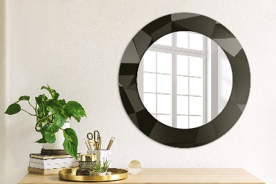 Round mirror printed frame Abstract black