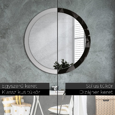 Round mirror printed frame Abstract black